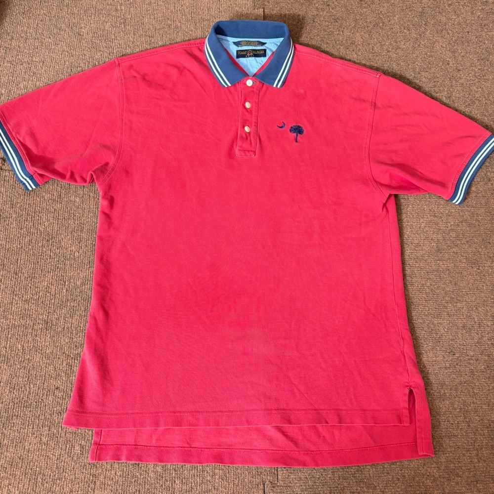 Tommy‎ Hilfiger Golf Mens Red Polo Shirt South Carolina Palmetto Logo L Cotton